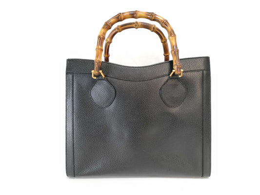 GUCCI Bamboo Diana Tote Bag in Black Leather