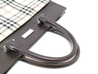 BURBERRY Nova Check Tote Bag with Logo Plate