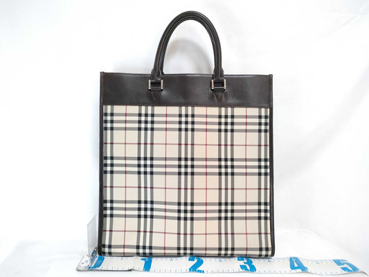 BURBERRY Nova Check Tote Bag with Logo Plate