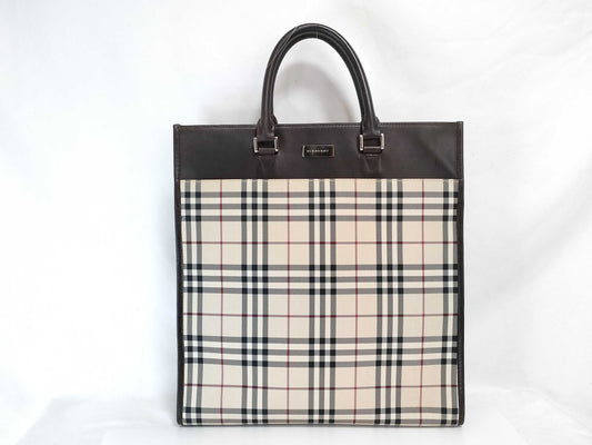 BURBERRY Nova Check Tote Bag with Logo Plate