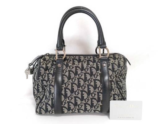 Dior Trotter Mini Boston Handbag with D-shaped hardware, Navy