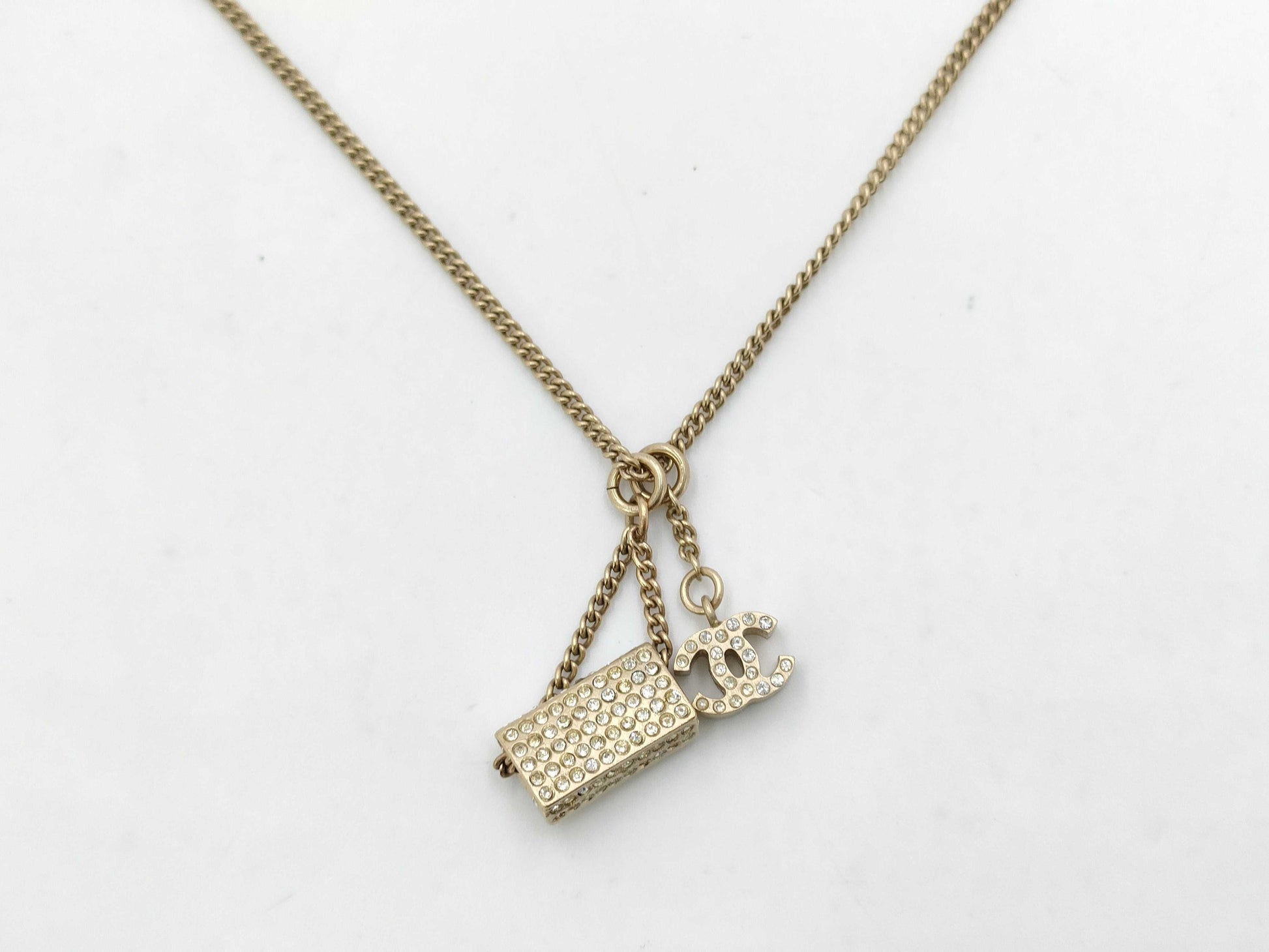 CHANEL Coco Mark Rhinestone Matelasse 05A Necklace