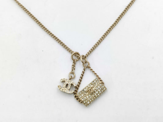 CHANEL Coco Mark Rhinestone Matelasse 05A Necklace
