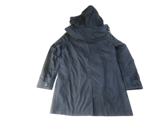 BURBERRY Hooded Coat with Checked Liner, Navy Jacket