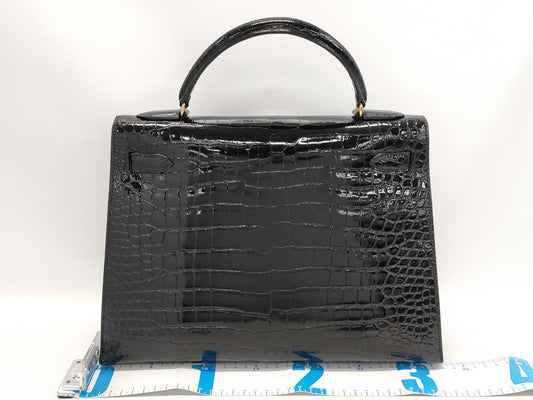 HERMES HERMES Kelly 32 Polosus Black Gold Hardware Black Noir 〇Y Bag