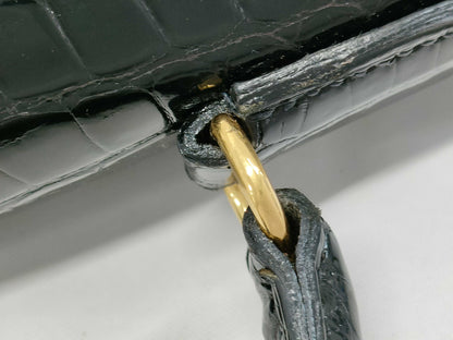 HERMES HERMES Kelly 32 Polosus Black Gold Hardware Black Noir 〇Y Bag