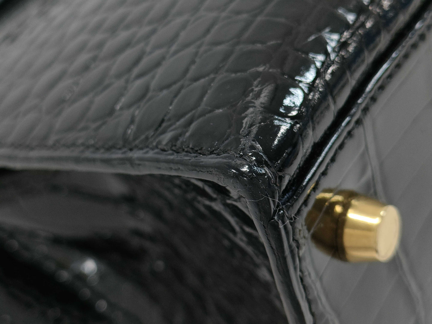 HERMES HERMES Kelly 32 Polosus Black Gold Hardware Black Noir 〇Y Bag
