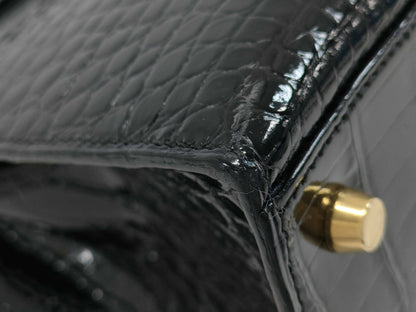 HERMES HERMES Kelly 32 Polosus Black Gold Hardware Black Noir 〇Y Bag