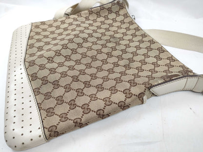 GUCCI GG Canvas Leather Shoulder Bag