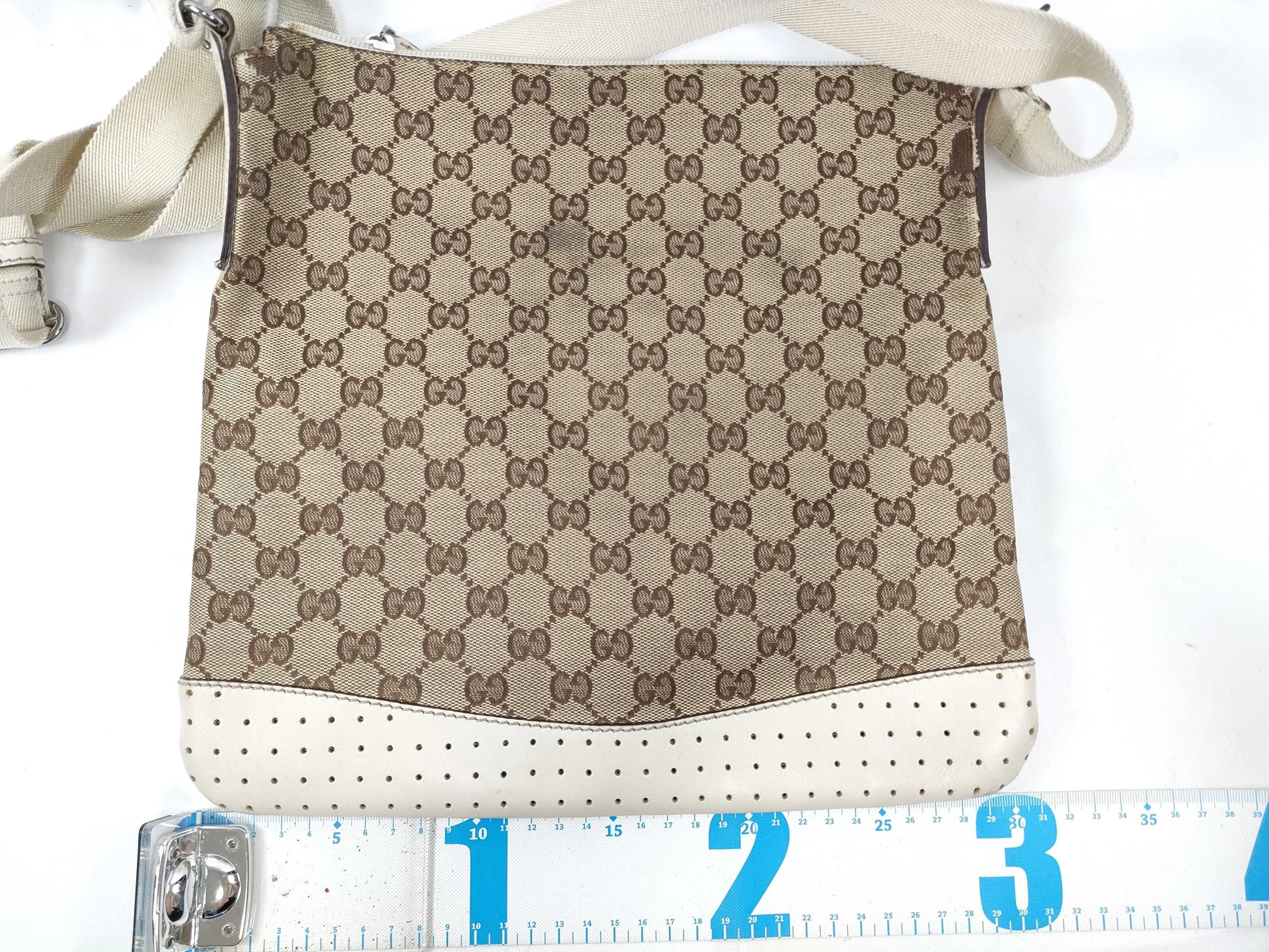 GUCCI GG Canvas Leather Shoulder Bag