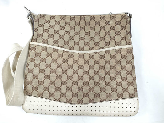 GUCCI GG Canvas Leather Shoulder Bag