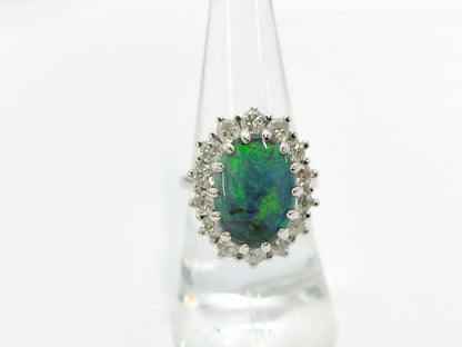Black Opal 4.37ct D1.94ct PT950 9.7g Ring 