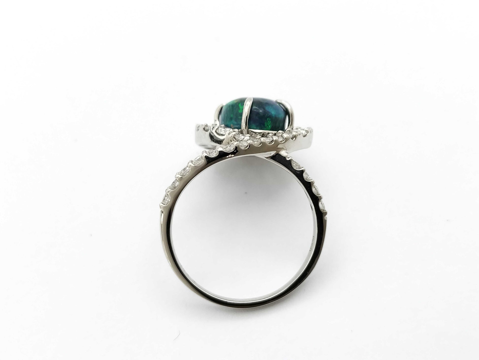 Black Opal 2.70ct D1.08ct PT950 6.3g Ring 