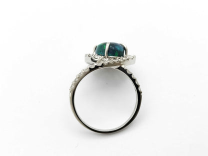 Black Opal 2.70ct D1.08ct PT950 6.3g Ring 