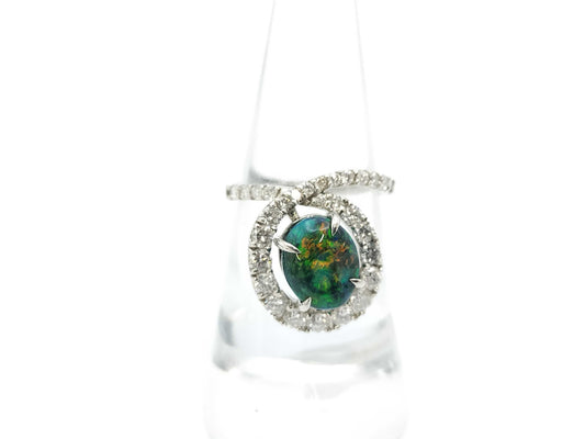 Black Opal 2.70ct D1.08ct PT950 6.3g Ring 