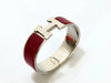 HERMES Click-Clack GM Bangle GP Enamel Silver Bordeaux Bracelet/Bangle
