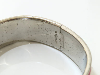 HERMES Click-Clack GM Bangle GP Enamel Silver Bordeaux Bracelet/Bangle