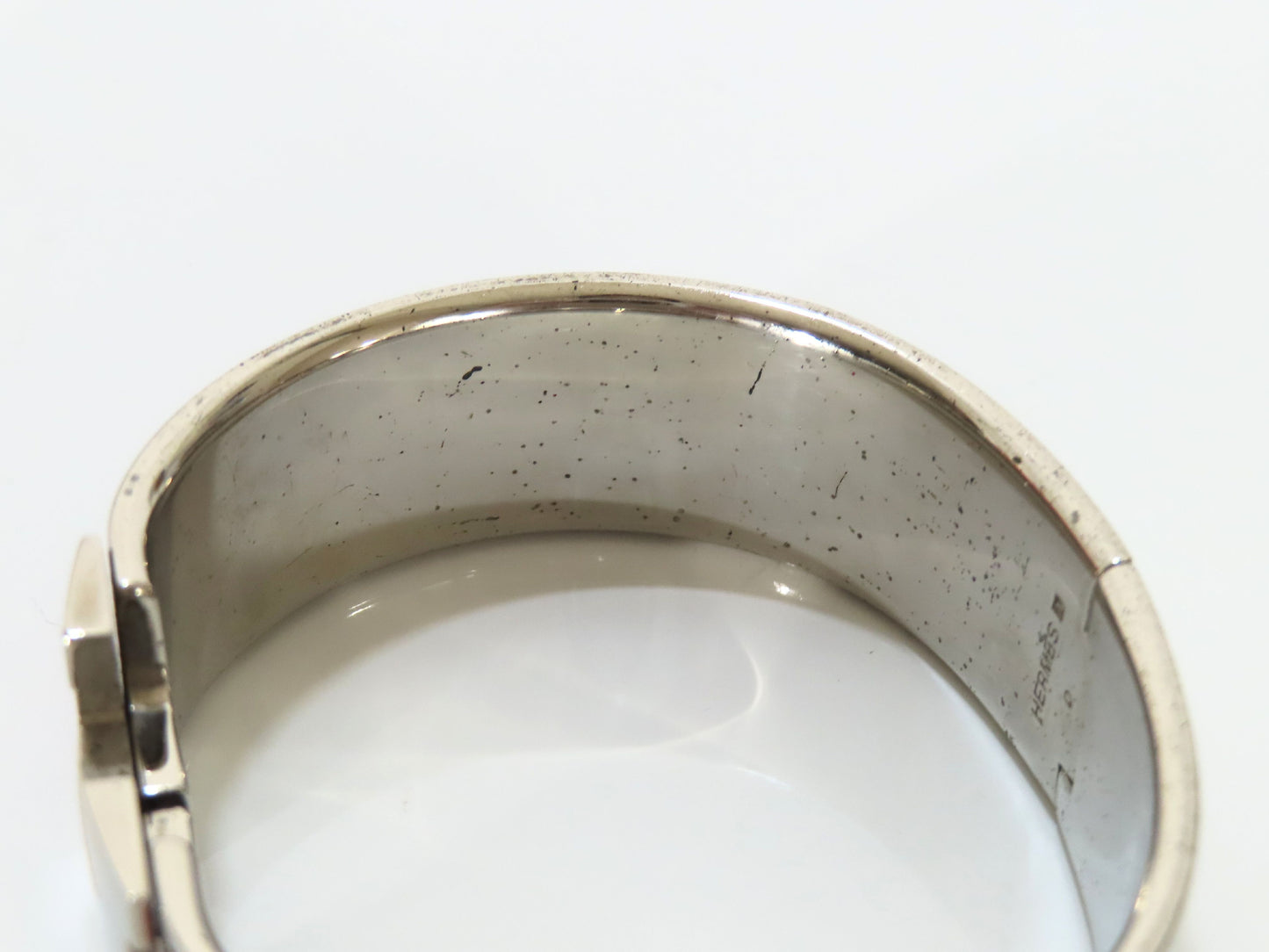 HERMES Click-Clack GM Bangle GP Enamel Silver Bordeaux Bracelet/Bangle