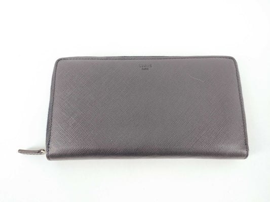 CELINE Round Zip Long Wallet Leather Navy