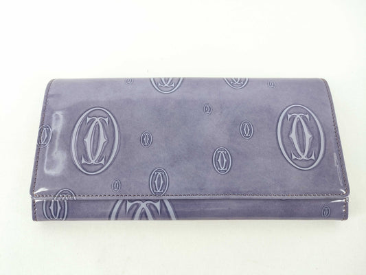 Cartier Happy Birthday Bi-fold Long Wallet, Enamel, Purple