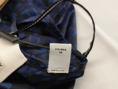 BURBERRY TB Monogram Silk Dress, Size IT40, 8048884, Blue Navy Dress