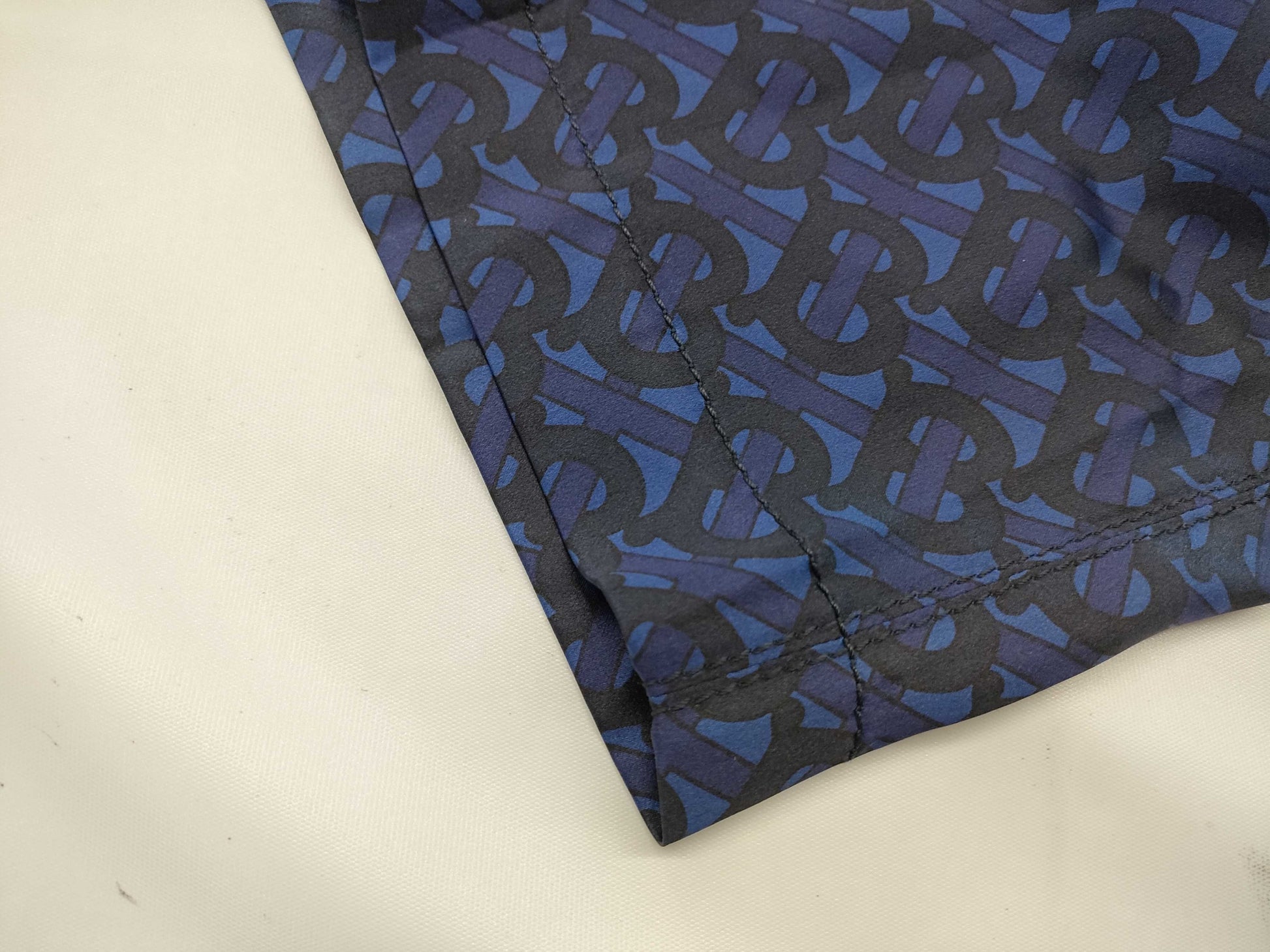 BURBERRY TB Monogram Silk Dress, Size IT40, 8048884, Blue Navy Dress
