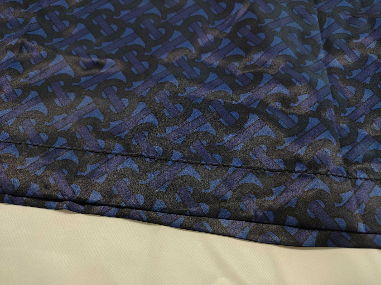 BURBERRY TB Monogram Silk Dress, Size IT40, 8048884, Blue Navy Dress