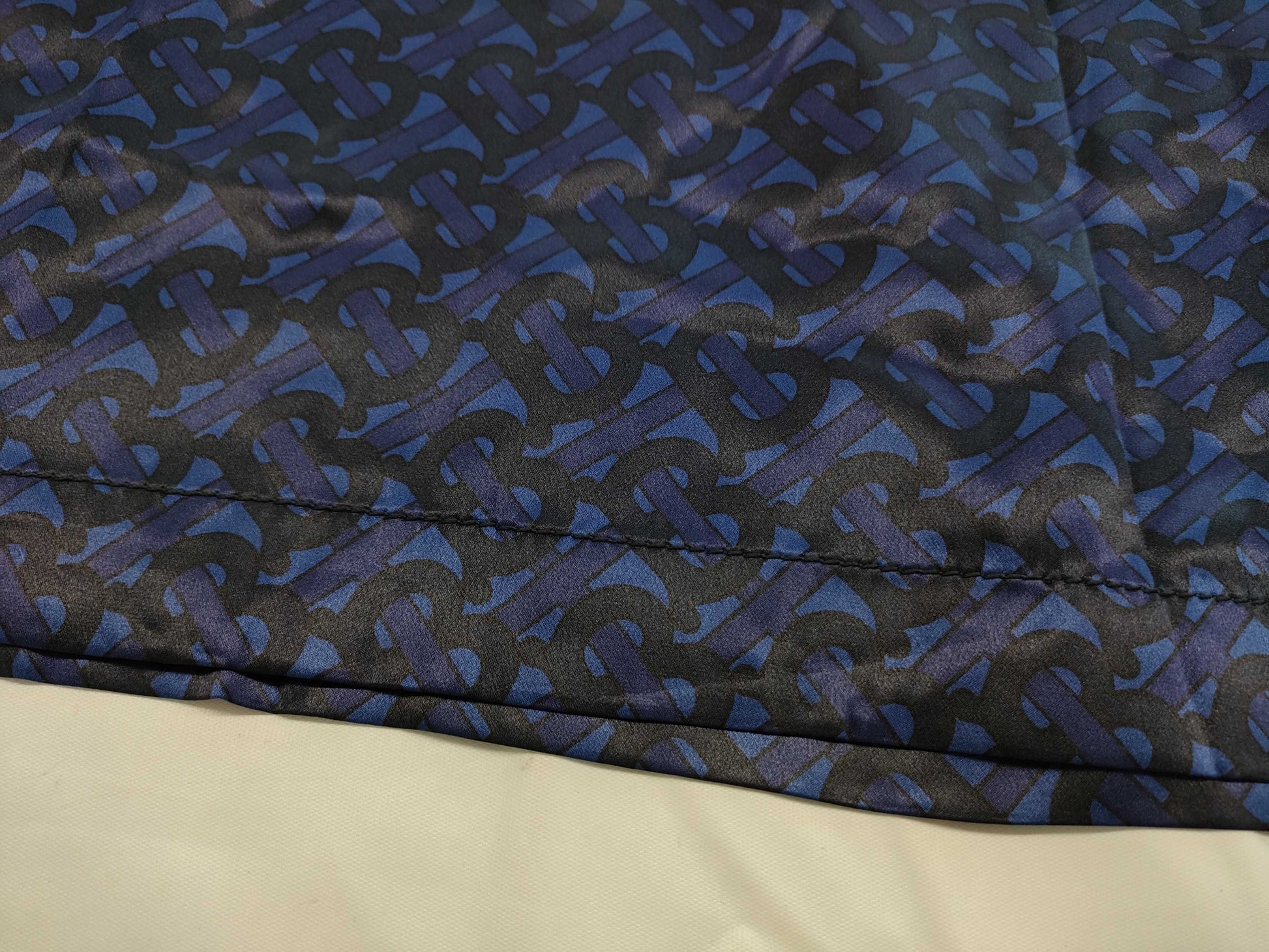 BURBERRY TB Monogram Silk Dress, Size IT40, 8048884, Blue Navy Dress