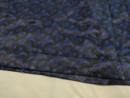BURBERRY TB Monogram Silk Dress, Size IT40, 8048884, Blue Navy Dress