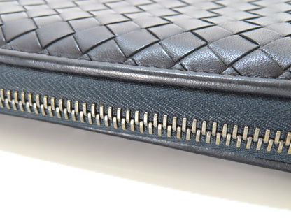 BOTTEGA VENETA Bottega Intrecciato Round Zip Long Wallet Black Wallet
