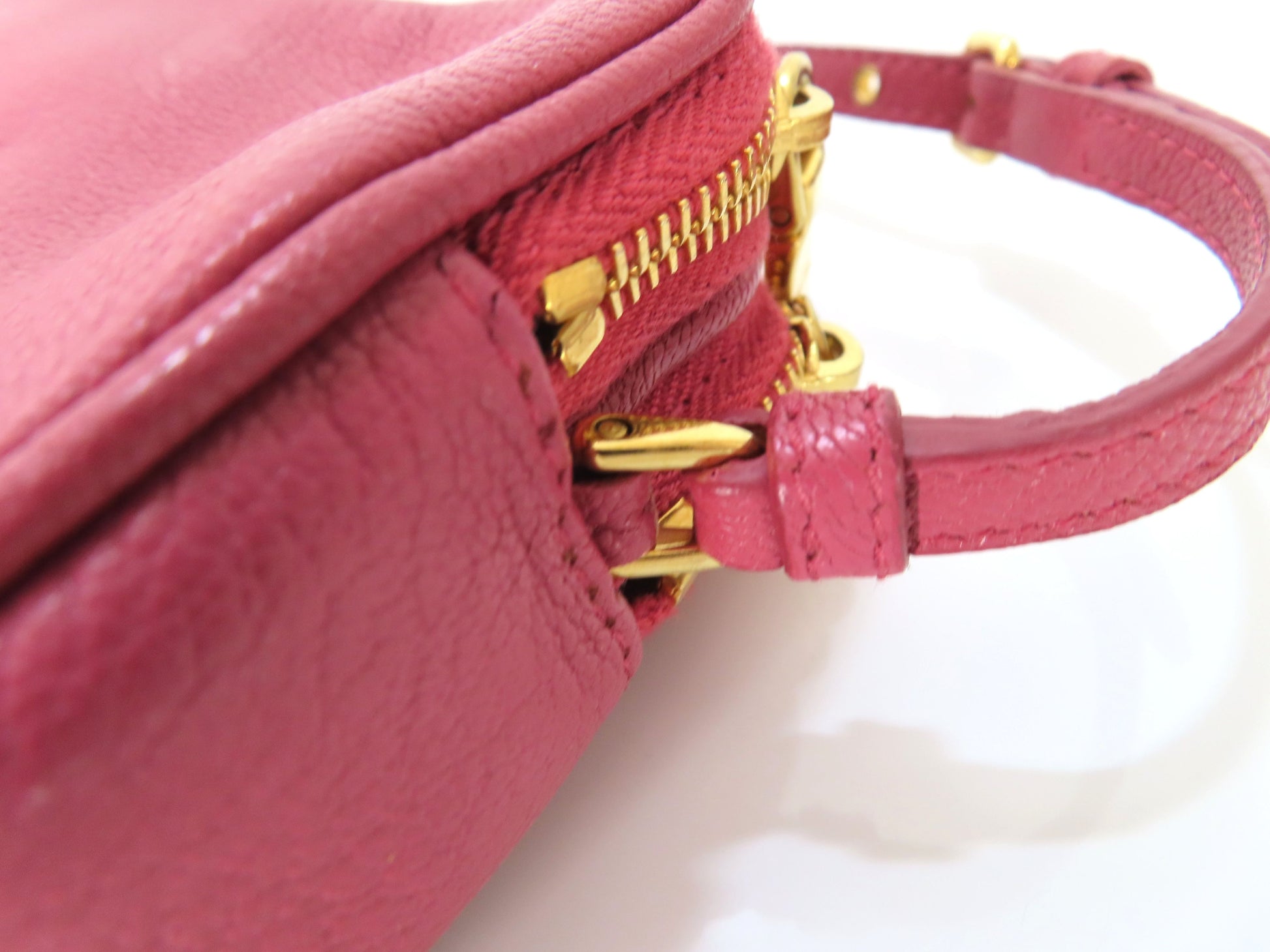Miu Miu Madras Mini Shoulder Pouch, Goatskin, Pink, 197B Bag