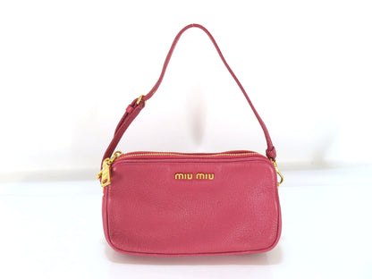 Miu Miu Madras Mini Shoulder Pouch, Goatskin, Pink, 197B Bag
