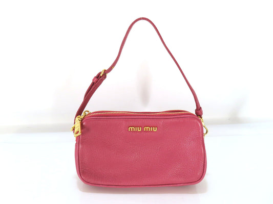 Miu Miu Madras Mini Shoulder Pouch, Goatskin, Pink, 197B Bag