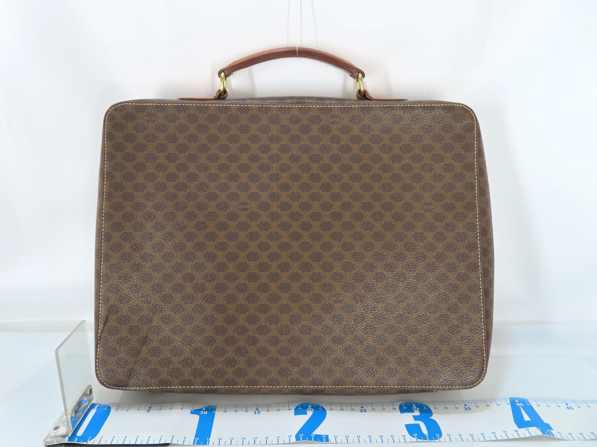 CELINE Macadam Logo Embossed Business Bag Brown