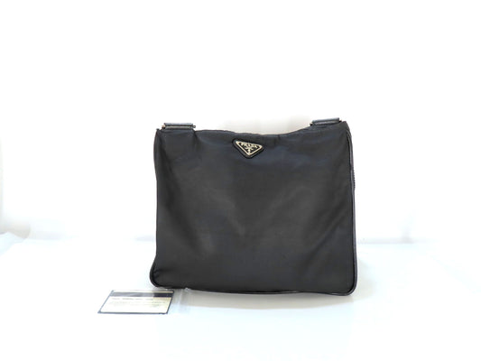 PRADA Nylon Prada Tessuto Logo Plate Shoulder Bag Black VA0251 Shoulder Bag
