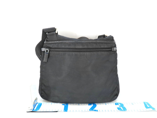 PRADA Nylon Prada Tessuto Logo Plate Shoulder Bag Black VA0251 Shoulder Bag