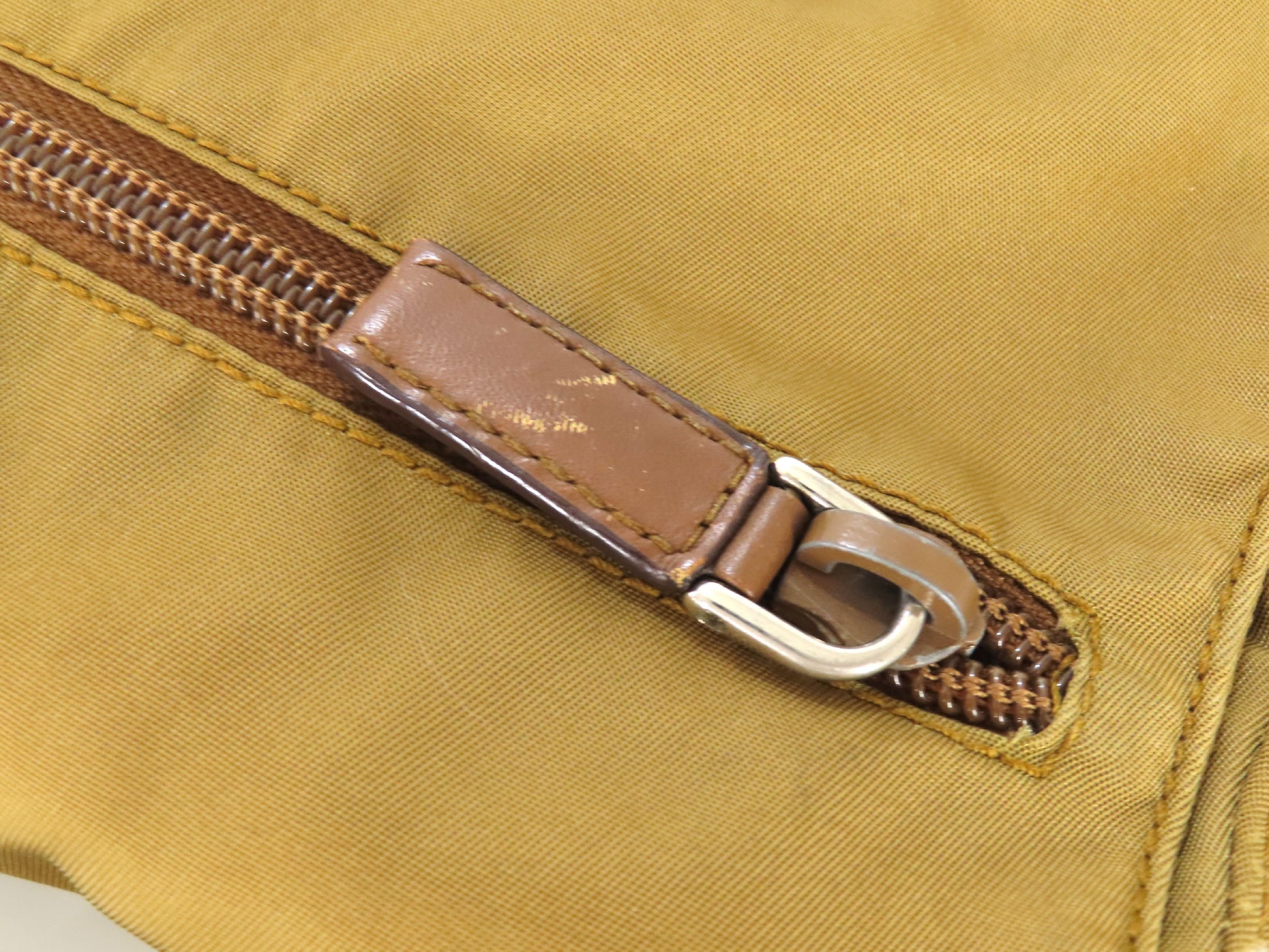 PRADA Nylon Prada Tessuto Logo Plate Messenger Shoulder Bag Khaki