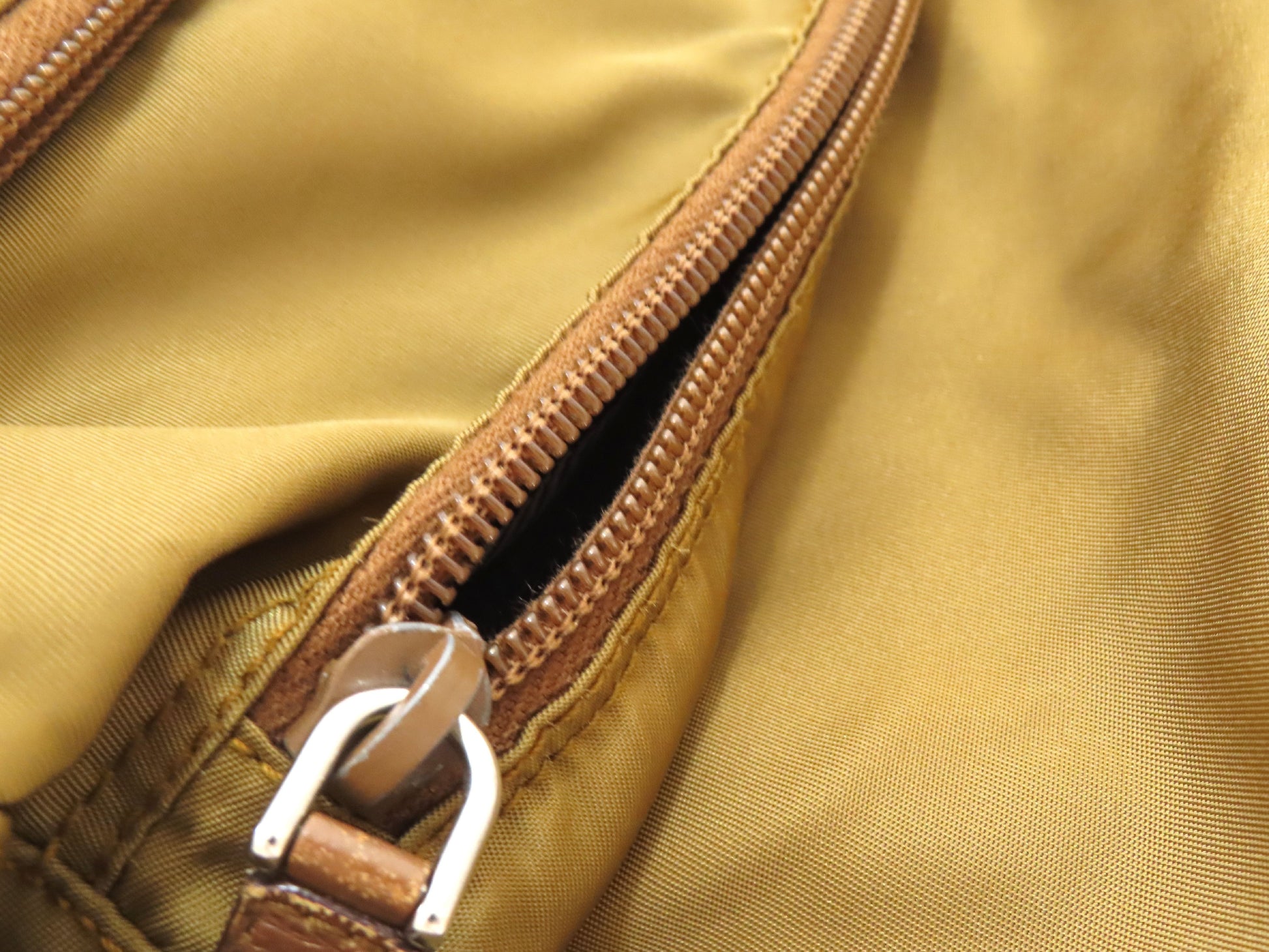PRADA Nylon Prada Tessuto Logo Plate Messenger Shoulder Bag Khaki