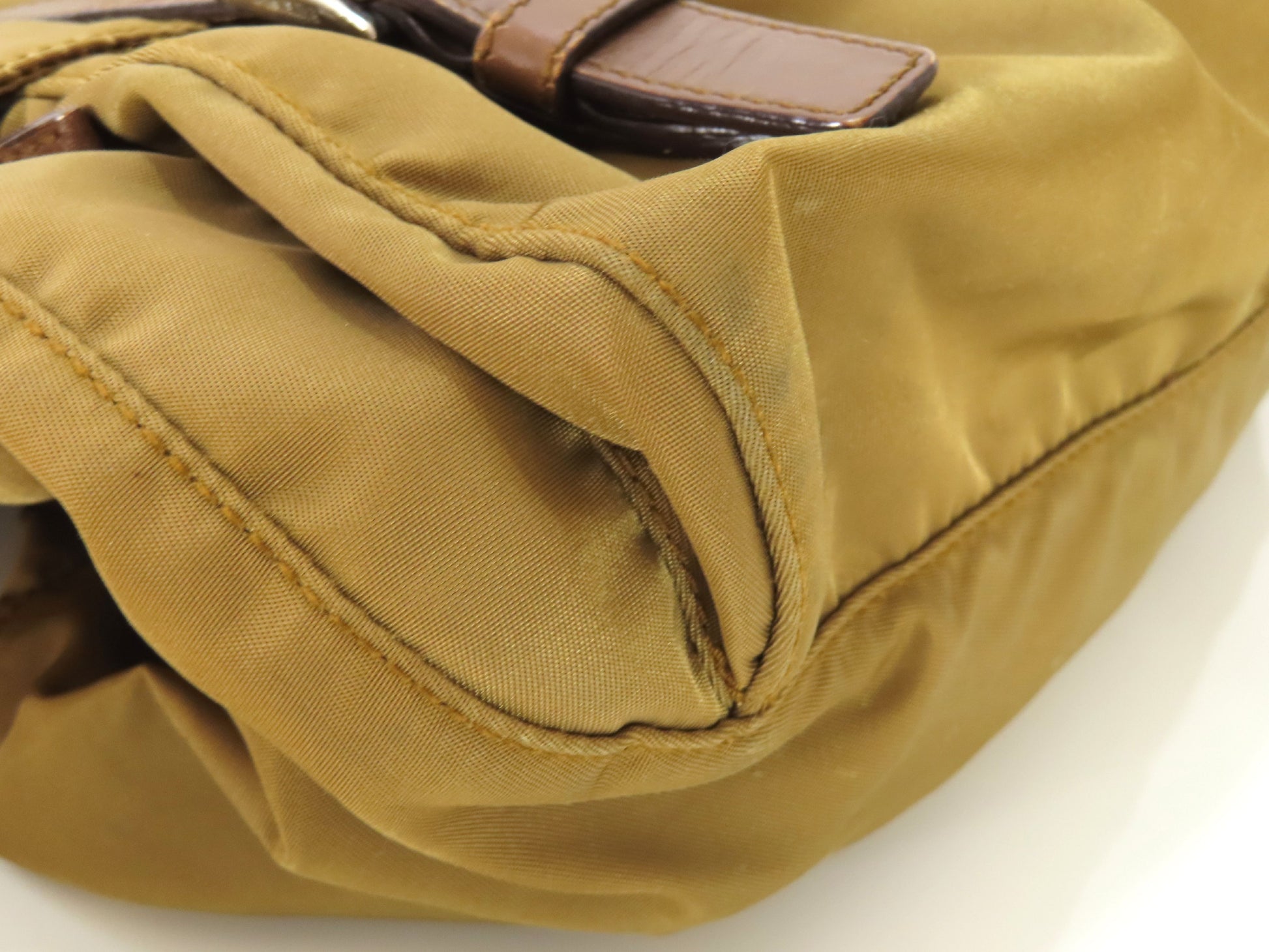PRADA Nylon Prada Tessuto Logo Plate Messenger Shoulder Bag Khaki