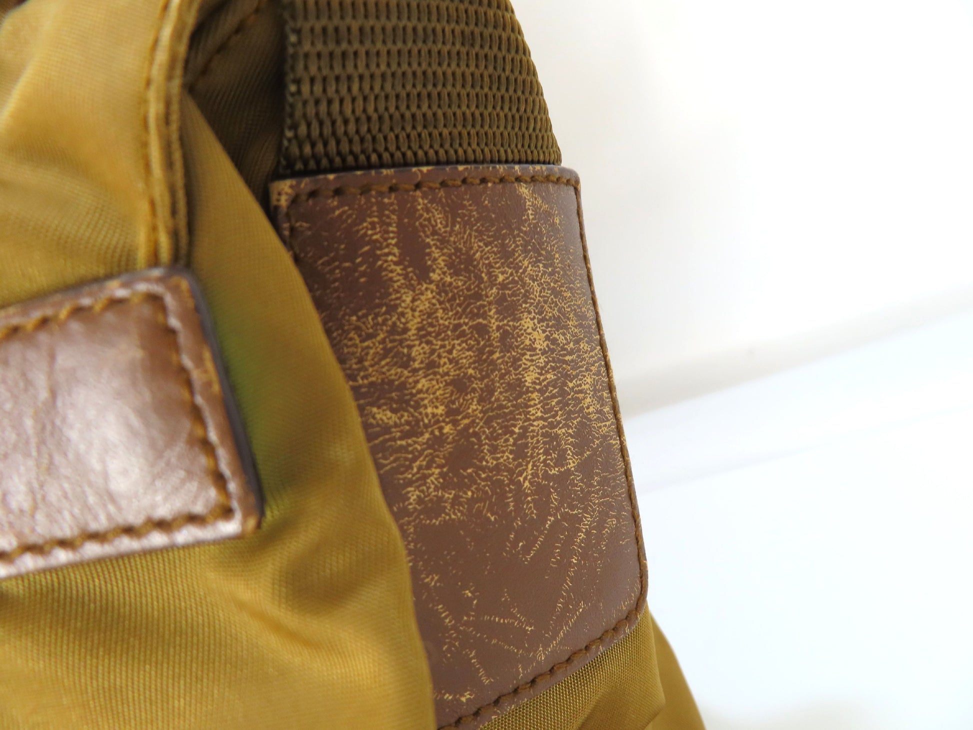 PRADA Nylon Prada Tessuto Logo Plate Messenger Shoulder Bag Khaki