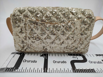 CHANEL Straw x Sequin Gold Shoulder Bag 13474339