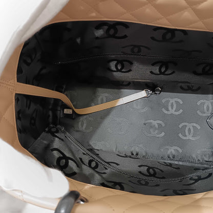 CHANEL Cambon Tote Bag, Beige Lambskin Tote Bag