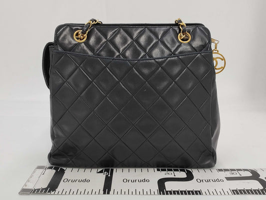 CHANEL Lambskin Chain Tote Shoulder Bag