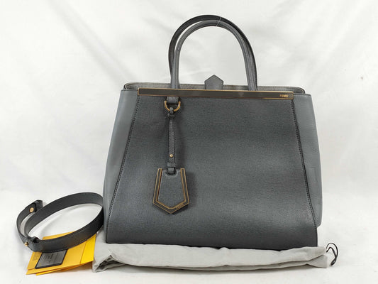 FENDI Two Jours 2-way Handbag Gray A4 8BH250 Handbag
