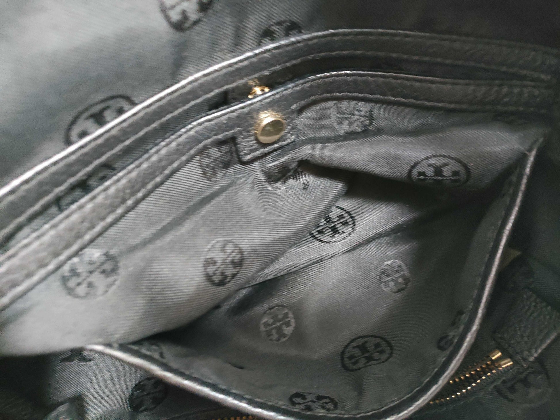 Tory Burch Backpack, Grained Leather, Fits B5, Large Logo, Backpack