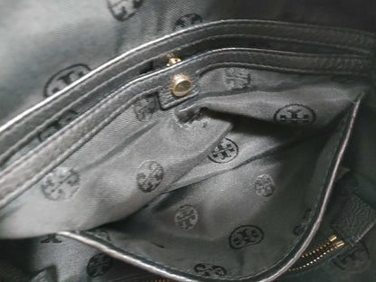 Tory Burch Backpack, Grained Leather, Fits B5, Large Logo, Backpack