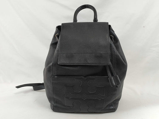 Tory Burch Backpack, Grained Leather, Fits B5, Large Logo, Backpack