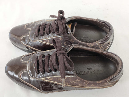 LOUIS VUITTON Enamel Monogram Low-Cut Sneakers, Size 22.5cm