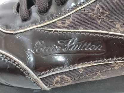 LOUIS VUITTON Enamel Monogram Low-Cut Sneakers, Size 22.5cm