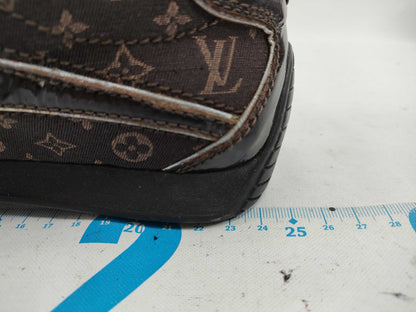 LOUIS VUITTON Enamel Monogram Low-Cut Sneakers, Size 22.5cm